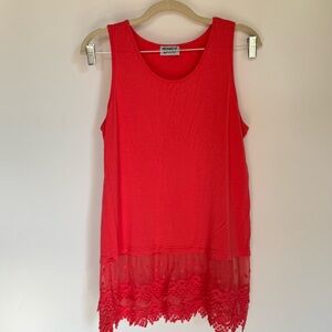 Monroe & Main Womens Tank Lace Sleeveless Blouse Orange-Red Medium